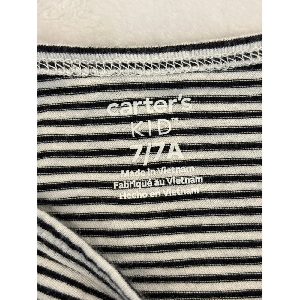 Carters Girls Size 7 Black Striped Cat Tulle Tutu Dress Long Sleeve Gold Whisk